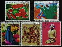 Набор почтовых марок (9 шт.). "Летние Олимпийские Игры "Мехико`68" - Картины". 1968 год, Панама.