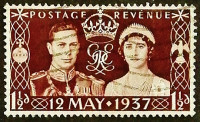 Почтовая марка. "Король Георг VI и королева Елизавета". 1937 год, Великобритания.