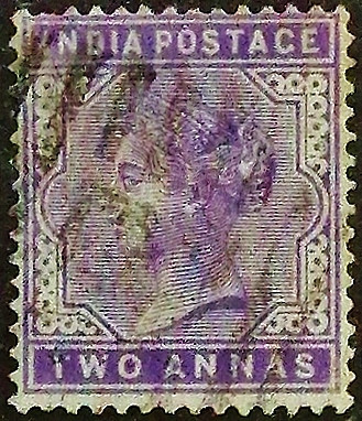 Почтовая марка (2 an.). "Королева Виктория". 1900 год, Британская Индия.
