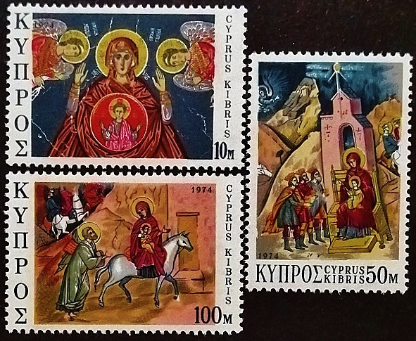 Набор марок (3 шт.). "Рождество". 1974 год, Кипр.