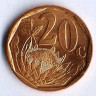 Монета 20 центов. 2000 год, ЮАР. AFERIKA BORWA.
