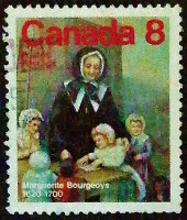 Почтовая марка. "Маргарита Буржуа (1620-1700)". 1975 год, Канада.