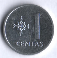 Монета 1 цент. 1991 год, Литва.