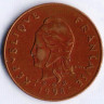 Монета 100 франков. 1998 год, Французская Полинезия.