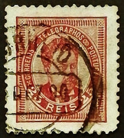 Почтовая марка (25 r.). "Король Луиш I". 1887 год, Португалия.