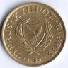Монета 10 центов. 1988 год, Кипр.