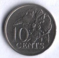 10 центов. 1975 год, Тринидад и Тобаго (колония Великобритании).