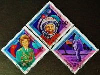 Набор почтовых марок  (3 шт.). "Космические исследователи". 1981 год, Мадагаскар.