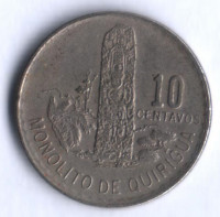 Монета 10 сентаво. 1975 год, Гватемала.
