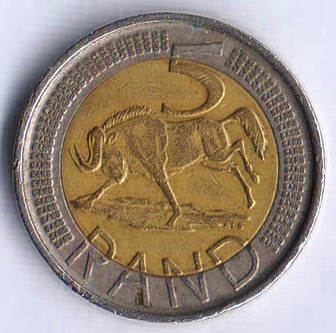 Монета 5 рандов. 2011 год, ЮАР. iNingizimu Afrika - iSewula Afrika.