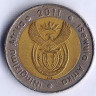 Монета 5 рандов. 2011 год, ЮАР. iNingizimu Afrika - iSewula Afrika.