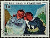 Почтовая марка. "Криспин и Скапен", Оноре Домье. 1966 год, Франция.