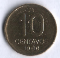 Монета 10 сентаво. 1988 год, Аргентина.
