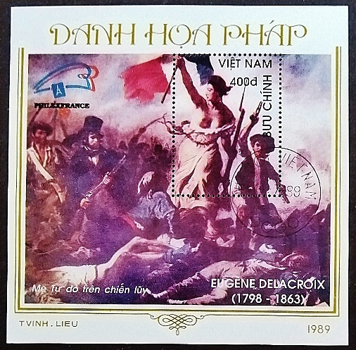 Мини-блок. "Всемирная филателистическая выставка PhilexFrance'89 - Картины". 1989 год, Вьетнам.