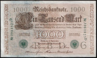 Бона 1000 марок. 1910 год "D", Германская империя.