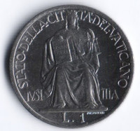 Монета 1 лира. 1942 год, Ватикан.