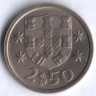 Монета 2,5 эскудо. 1972 год, Португалия.
