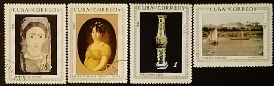 Набор почтовых марок  (4 шт.). "Произведения искусства из Национального музея, Гавана". 1966 год, Куба.