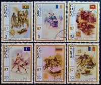 Набор почтовых марок (6 шт.). "Международная выставка марок Capex'87". 1987 год, Куба.