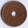 Монета 5 эре. 1929 год, Дания. N;GJ.
