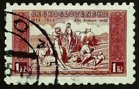 Почтовая марка. "100 лет Государственному гимну". 1934 год, Чехословакия.