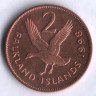 Монета 2 пенса. 1998 год, Фолклендские острова.