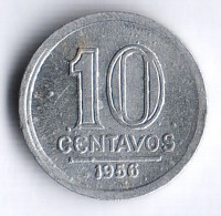 Монета 10 сентаво. 1956 год, Бразилия.