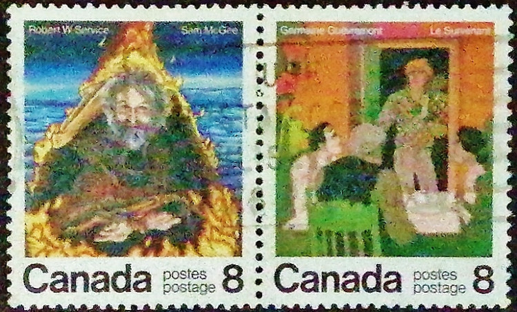 Набор марок в сцепке (2 шт.). "Канадские писатели (II)". 1976 год, Канада.