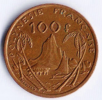 Монета 100 франков. 2003 год, Французская Полинезия.