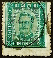 Почтовая марка (25 r.). "Король Карлос I". 1892 год, Португалия.