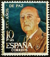 Почтовая марка. "Генерал Франко - 25 лет правления". 1964 год, Испания.