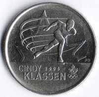 Монета 25 центов. 2009 год, Канада. Ванкувер 2010, конькобежка Синди Классен.