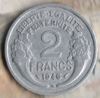 Монета 2 франка. 1946(B) год, Франция.