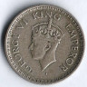 Монета 1/4 рупии. 1944(L) год, Британская Индия.