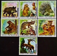 Набор почтовых марок (7 шт.). "Животные Европы". 1976 год, Экваториальная Гвинея.