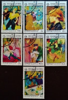 Набор почтовых марок (7 шт.). "75 лет со дня смерти Тулуз-Лотрека". 1976 год, Гренада.