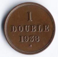 Монета 1 дубль. 1938 год, Гернси.