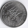 Монета 100 франков. 1971 год, Габон.