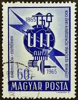 Почтовая марка. "100-летие Международного союза электросвязи". 1965 год, Венгрия.