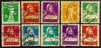 Набор почтовых марок (10 шт.). "Вильгельм Телль". 1907-1933 годы, Швейцария.