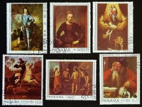 Набор почтовых марок (6 шт.). "Картины". 1967 год, Панама.