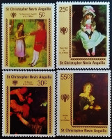 Набор марок (4 шт.). "Рождество - Международный Год Детей". 1979 год, Сент-Кристофер - Невис - Ангилья.