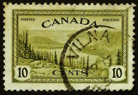 Почтовая марка. "Большое Медвежье озеро". 1946 год, Канада.