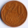 Монета 20 центов. 2011 год, ЮАР. Afrika-Dzonga.