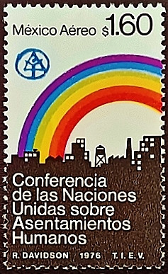 Марка почтовая. "Конференция ООН по населенным пунктам". 1976 год, Мексика.