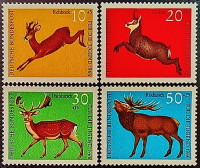 Набор марок (4 шт.). "Редкие животные". 1966 год, ФРГ.