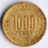 Монета 1000 песо. 1998 год, Колумбия.