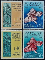 Набор марок (4 шт.). "Святой Патрик". 1961 год, Ватикан.