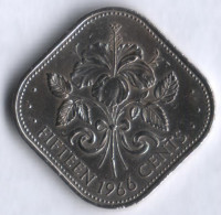Монета 15 центов. 1966 год, Багамские острова.
