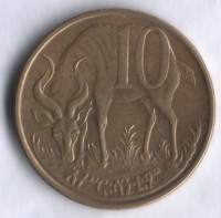 Монета 10 центов. 2008 год, Эфиопия. Тип III.
